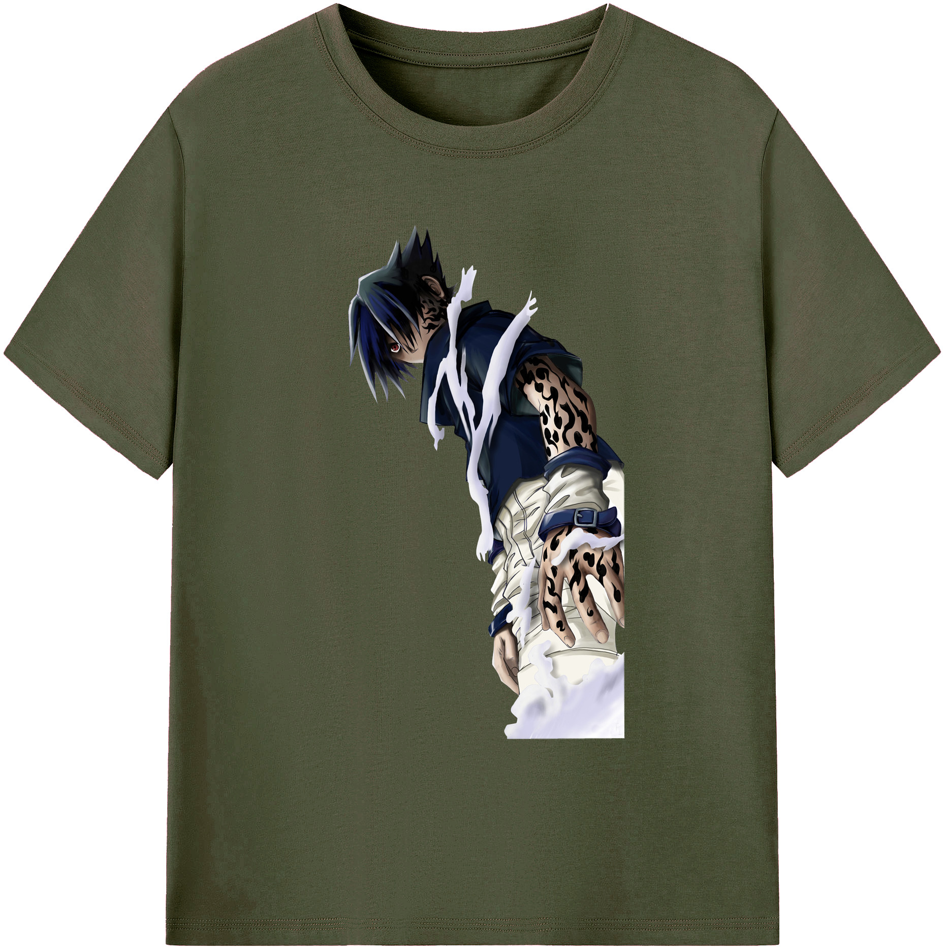 （画像用） NARUTO -ナルト- うちは サスケ Uchiha Sasuke 綿100％ メンズ半袖Tシャツ｜肌触りやわらか＆通気性